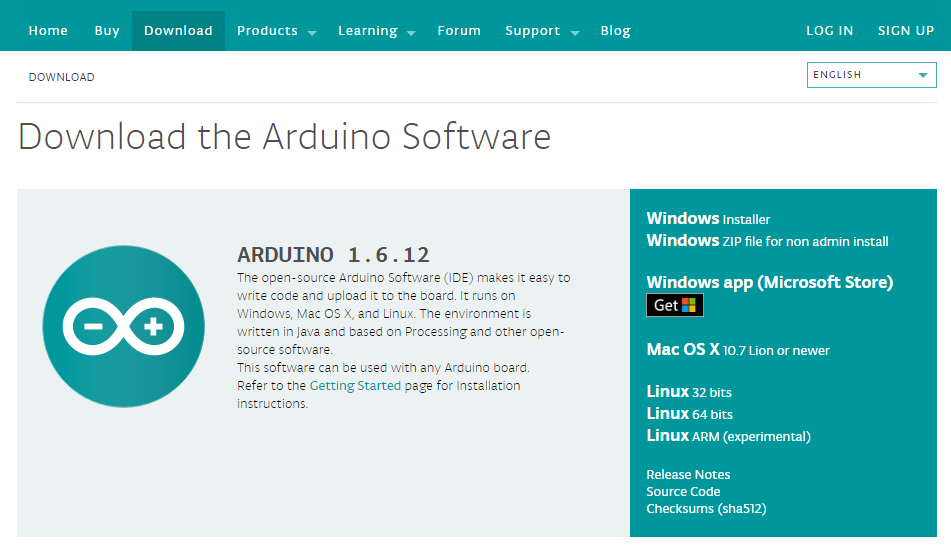 Arduino IDEのダウンロード画面