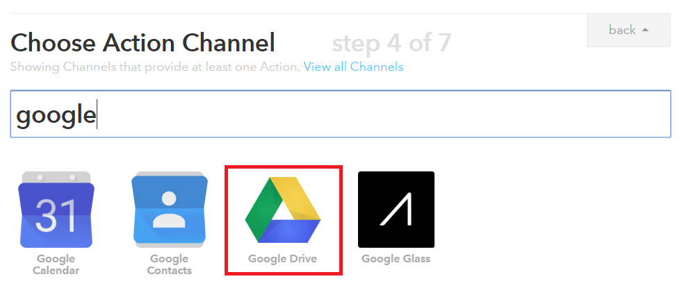 IFTTTのGoogle Drive設定画面